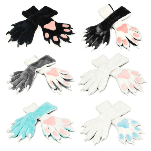 Comfortable Plush Gloves Five Finger Design Mitts For-black 1