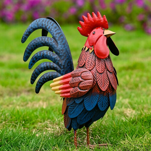 Piquets d'animaux de coq, Statue d'animal de coq,-Blanc 2