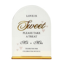 Acryl desserttafel bord met gouden basis voor verloving-D