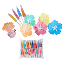 100Pcs Miniature Paper Umbrellas Perfect For-white 1core petals