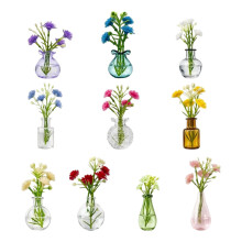 Pack Of 10 Miniature Glass Vase Fridge Magnets With Artificial