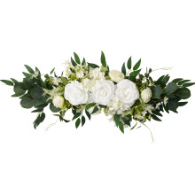 Realistic Rose Flower Arrangement Artificial Plastic-White