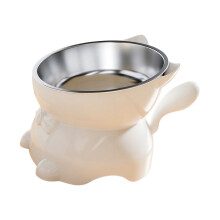 Stainless Steel Bowl Dog Feeding Station Splash Proof-White