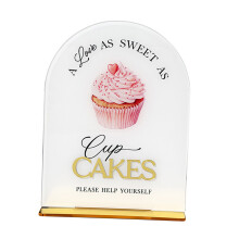 Acryl desserttafel bord met gouden basis voor verloving-C