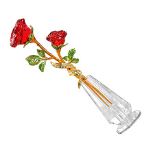Crystal Rose Figurines Ornament,Crystal Bouquet Ornament-Red