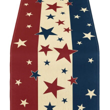 Long Linen Table Runner with Patriotic Design American 4Th-14