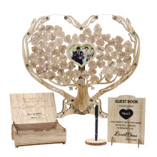 Artistic Wooden Guest Signatures Frame Holds 80 Mini Heart Shape