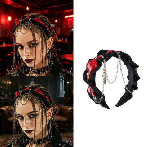 Cool Punk Headband Lightweight Plastic Material For-black red 2