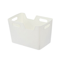 Contenedores de almacenamiento de cocina de plástico blanco con 4 asas.