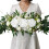 Realistic Rose Flower Arrangement Artificial Plastic-White 6