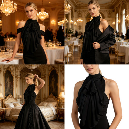Lightweight False Collar Victorian Neckline Enhancer-Black 2