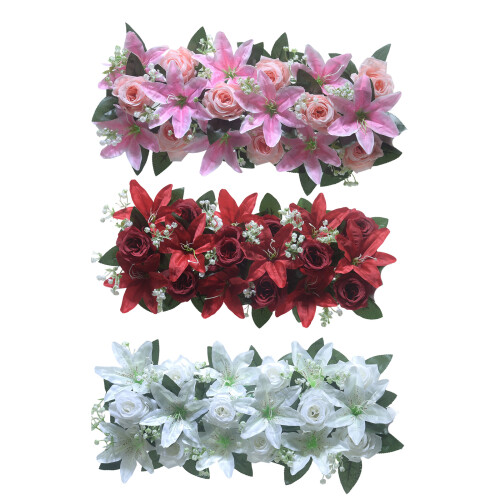 Artificial Rose Flower Arrangement For Dining Room-Red 1