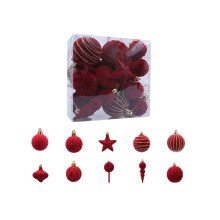 Flocked Christmas Balls Brown Plastic 24PCS