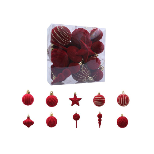 Flocked Christmas Balls Brown Plastic 24PCS
