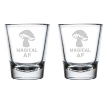 Set borrelglaasjes met magische paddenstoeldesign (2 stuks)