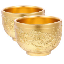 Verre à vin en cuivre style rétro, tasse à thé en relief (2 pièces)