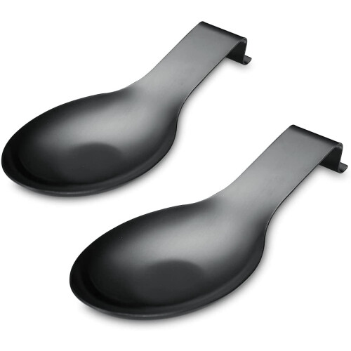 Matte Black Stainless Steel Spoon Rest 2 Pack 9.5 Inch