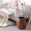 Retro wood grain garbage bin flip style brown 2