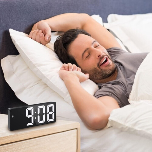 LED-väckarklocka Vit stor display USB-laddning Snooze 2