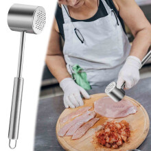 Martillo ablandador de carne de 27 cm (10,6 pulgadas), doble cara, acero inoxidable.