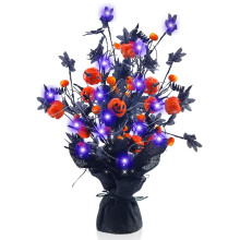 Halloween black pumpkin tree with purple LED lights 18 inch