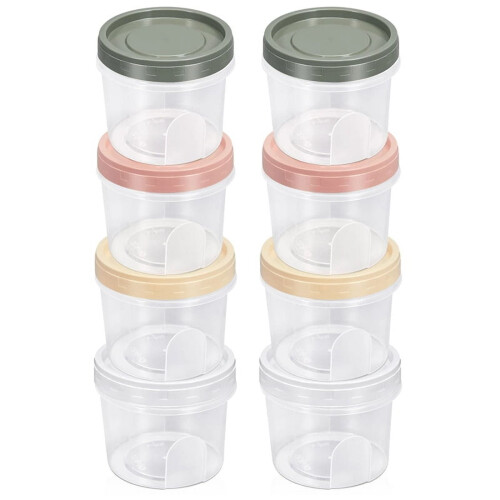 Contenitori rotondi in plastica con coperchio, 700 ml, 8 pezzi