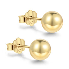 Oorbellen met bolletjes van sterling zilver, 18 karaats verguld, 4 mm