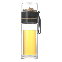 Hordozható duplafalú üveg teafőző palack, 420 ml