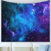 Galaxis faliszőnyeg hálószobába - Esztétikus kék éjszaka, csillagos ég, univerzum, titokzatos ködfolt, fali dekoráció, kompatibilis a