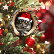 Pingente de Natal com Animais da Floresta e Chapéu (3 peças)