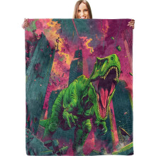 Plaid en flanelle douce et pelucheuse Ă motif dinosaures, 203 x 152 cm
