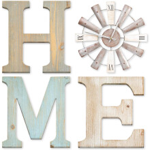 Farmhouse windmill clock wall sign black rustic
