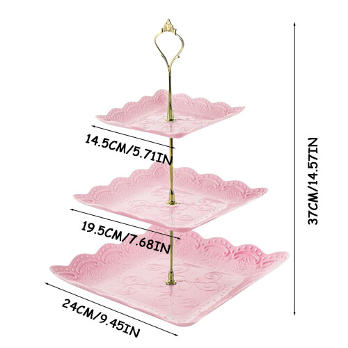 JeashCHAT cupcake standaard roze metaal-plastic 3 lagen