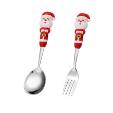 Ensemble cuillère et fourchette de Noël pour dessert, 2 pièces
