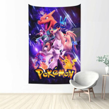 Tapisserie murale Pikachu en polyester imperméable, taille unique