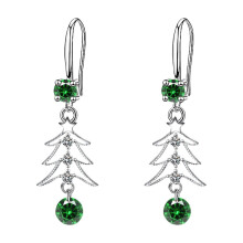 GARENAS platte oorringen met kerstboommotief, groen
