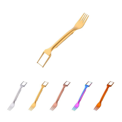 Fourchette coupe-pastèque en acier inoxydable 2 en 1