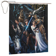 Cuirtín cithfholcadáin ghrinn Star Wars poileistear uiscedhíonach 66x72 orlach