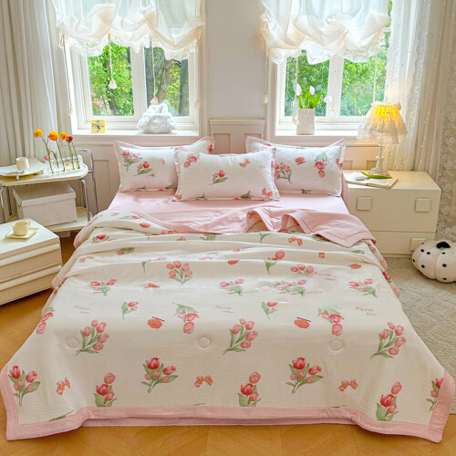 Couette d'été en coton lavé, taille simple