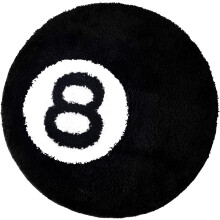POWKOL 8 Ball Rug Black Round Non-Slip 24 Inch