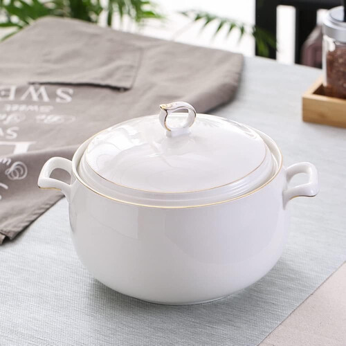 Keramik-Suppenterrine mit Deckel, 3 l, Doppelgriffe