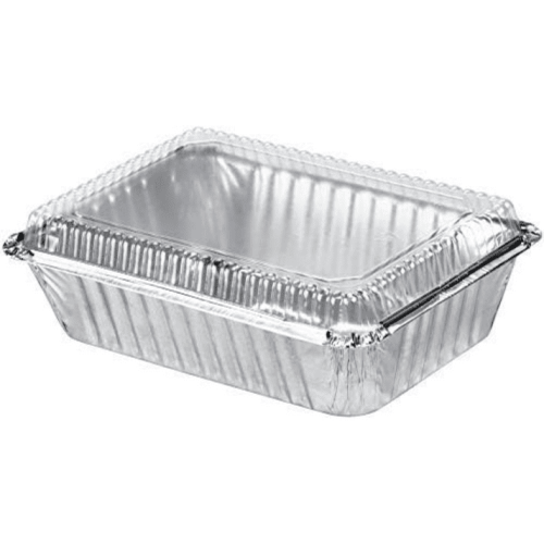 VEZEE längliche Aluminium-Folienform mit Deckel, 100 Stück