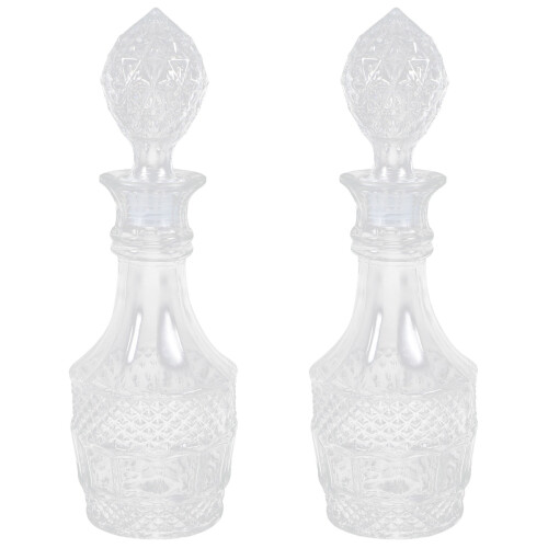 2Pcs Glass Liquor Decanter Bottles Home Use Elegant Decor