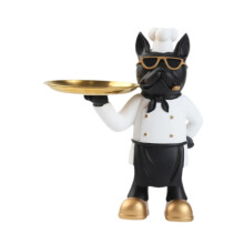 Plateau de rangement pour figurine de chien, sculpture de collection blanche