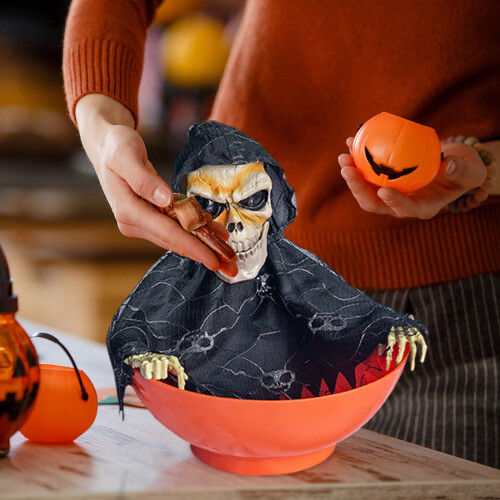 Κινούμενο κρανίο με μπολ με γλυκά για το Halloween με ενεργοποίηση κίνησης 2