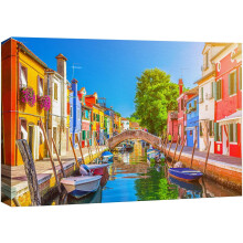 Tableau sur toile, bateaux néon du Grand Canal de Venise, 32 x 48
