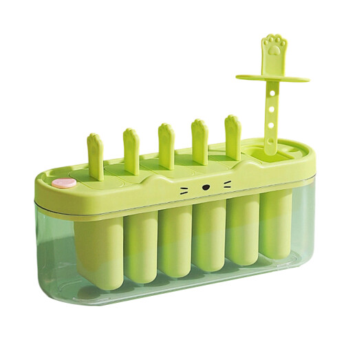 6 Cavity Popsicles Molds With Removable Stick Popsicles-Green
