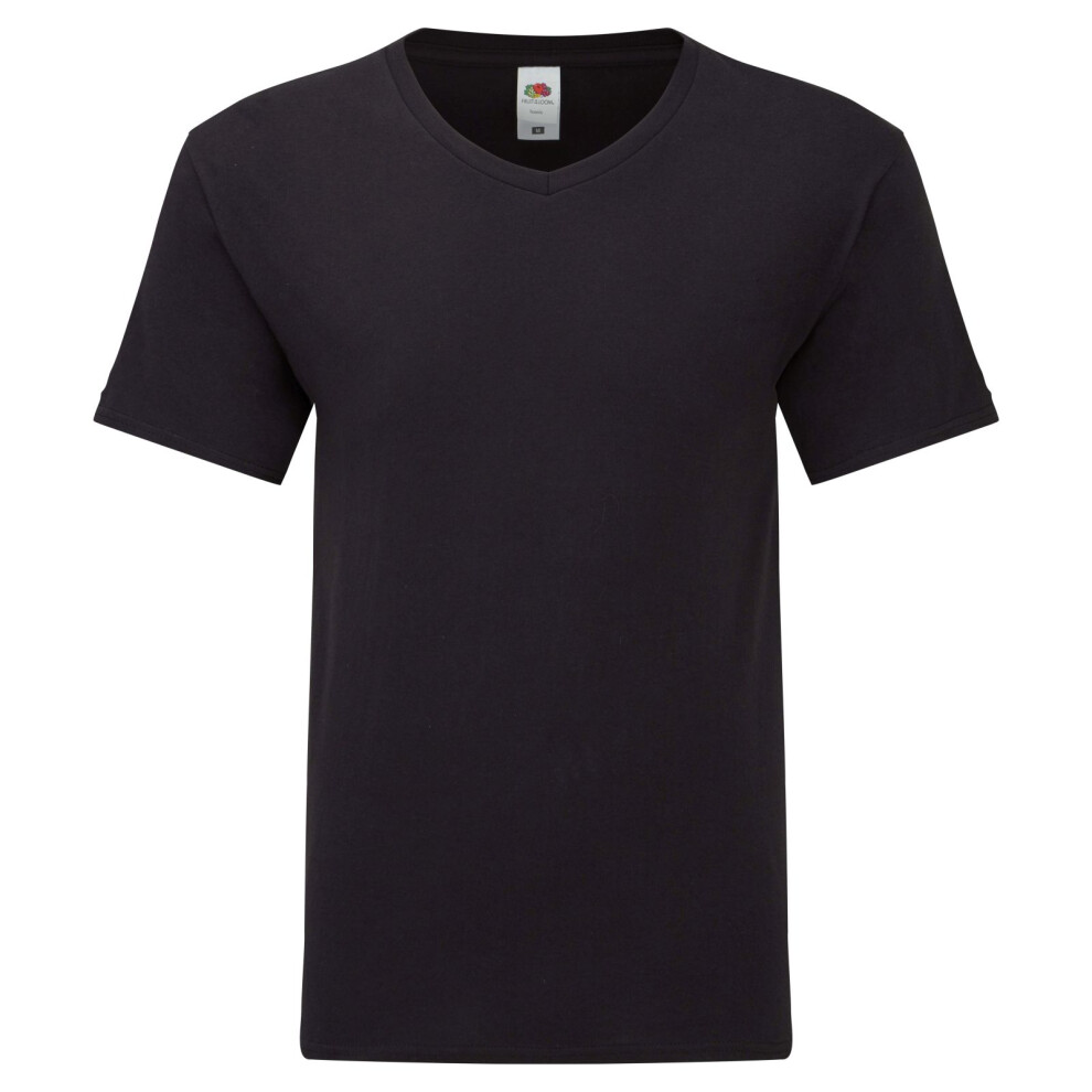 Fruit Of The Loom (S, ) Mens Original V Neck T-Shirt Black