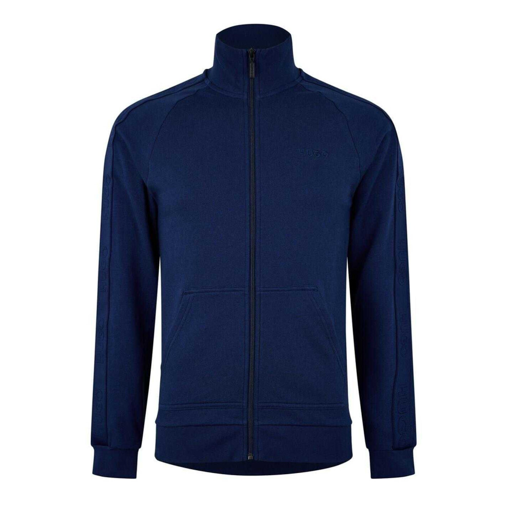 Hugo Boss (L, Dark ) Mens Regular Raglan Long-Sleeved Sweatshirt Blue