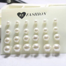 Women's Faux Pearl Round Stud Earrings Set12pairs